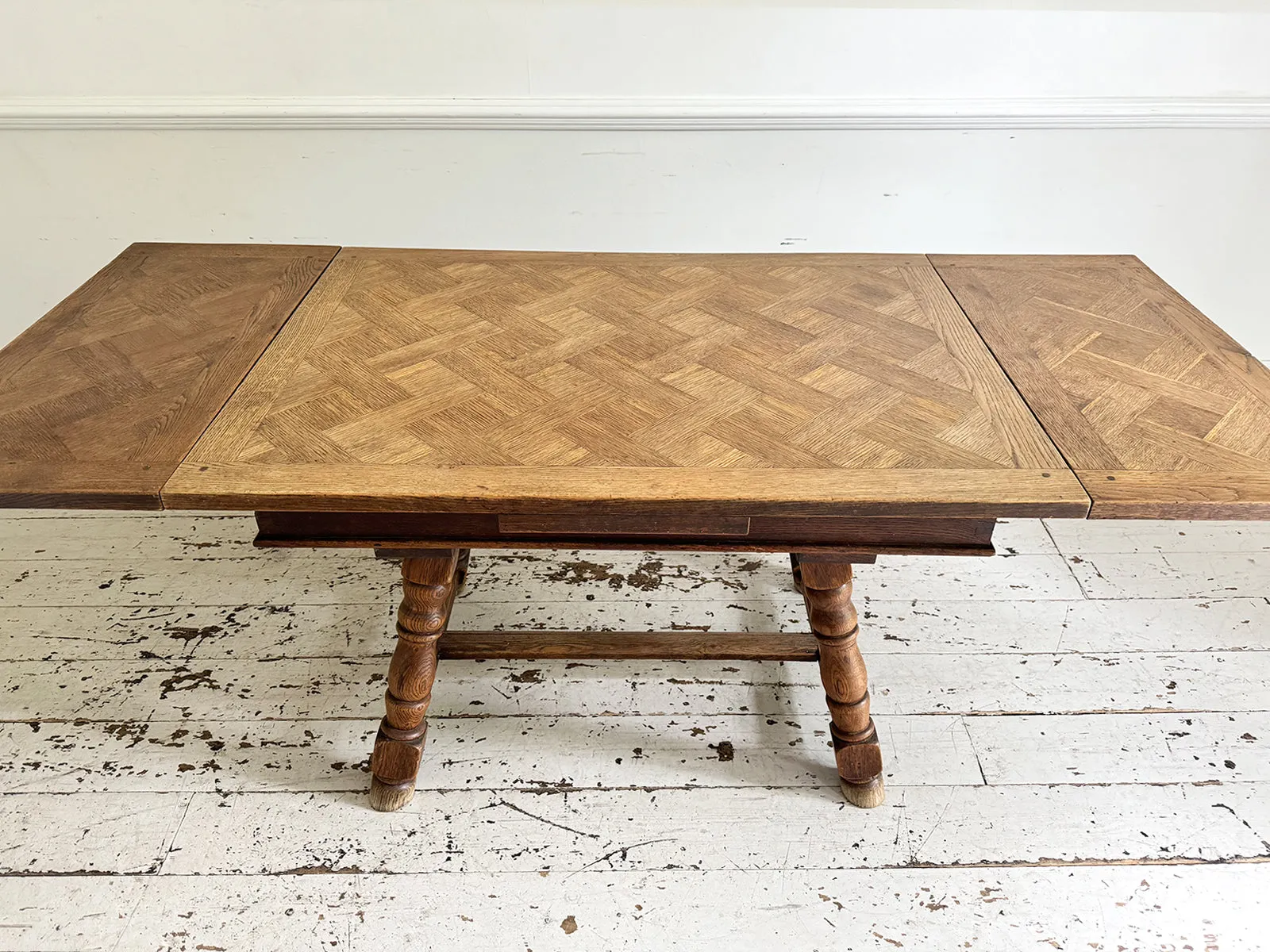 A 19th C Swiss Parquetry Drawer Leaf Dining Table