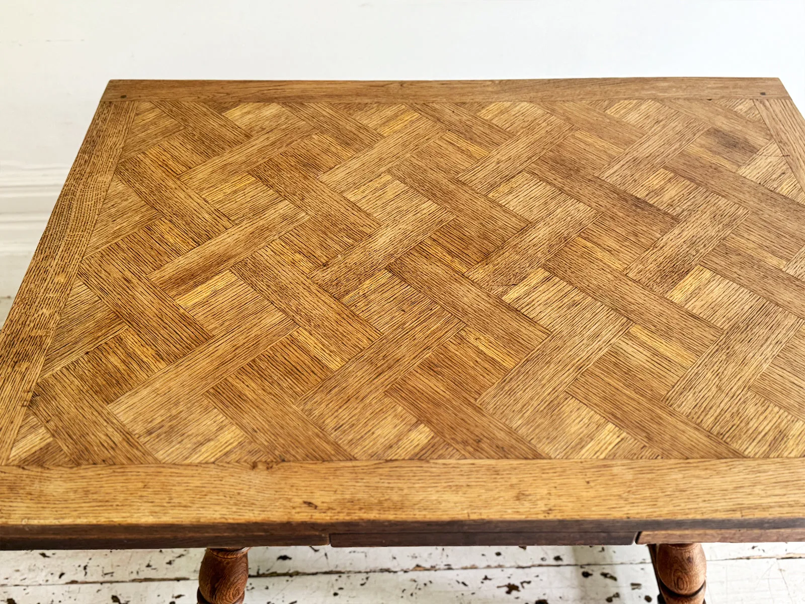 A 19th C Swiss Parquetry Drawer Leaf Dining Table