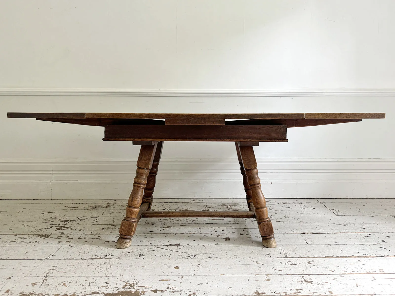 A 19th C Swiss Parquetry Drawer Leaf Dining Table