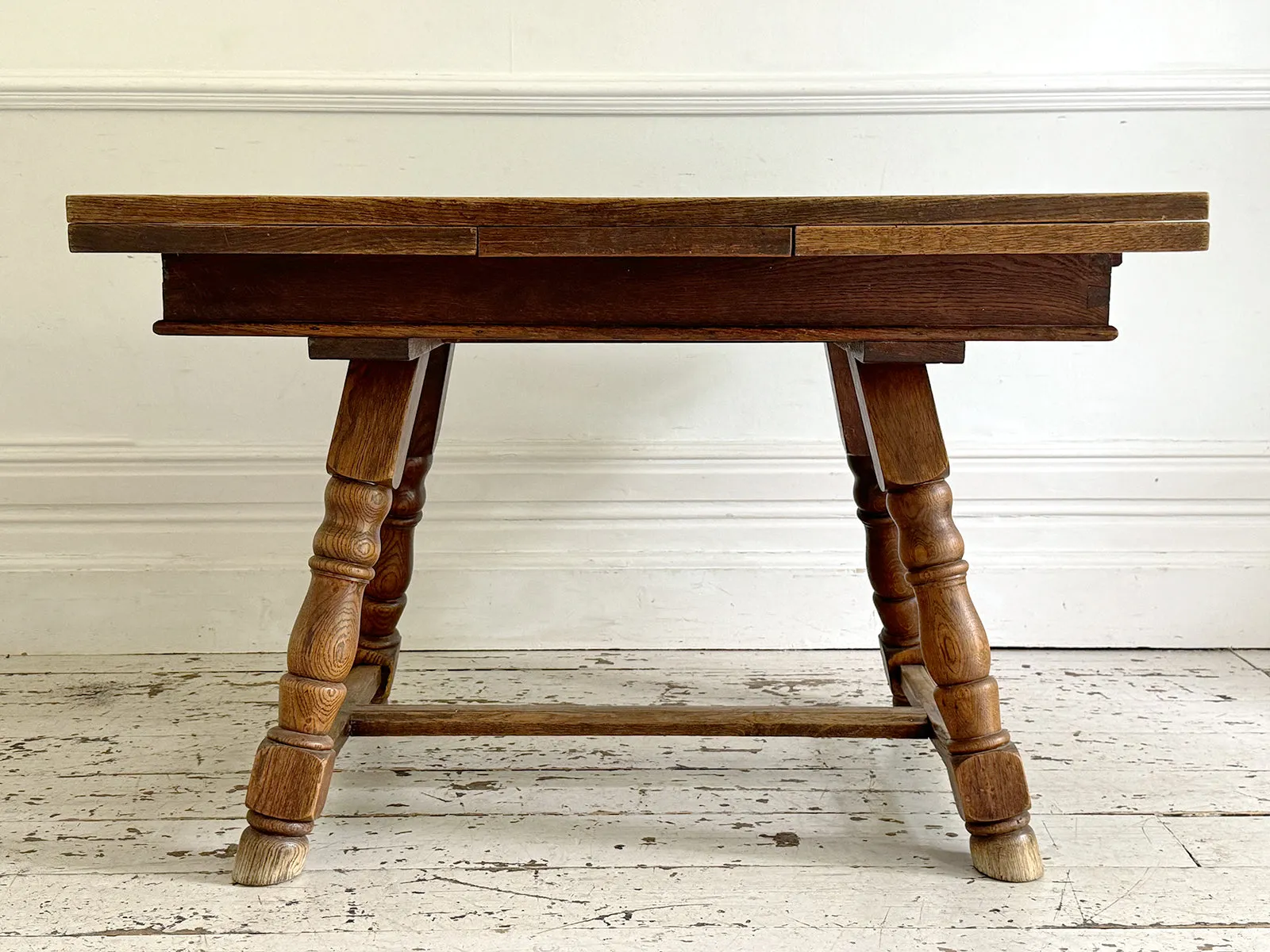 A 19th C Swiss Parquetry Drawer Leaf Dining Table