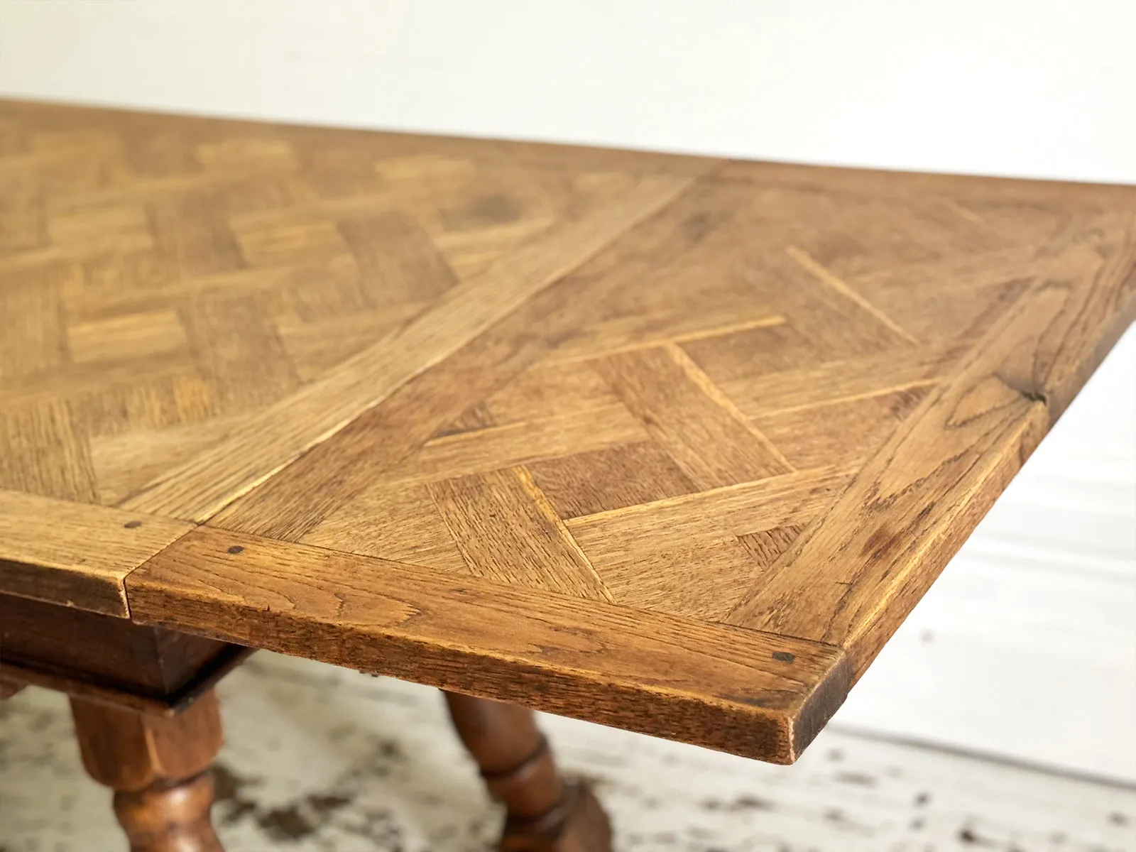 A 19th C Swiss Parquetry Drawer Leaf Dining Table