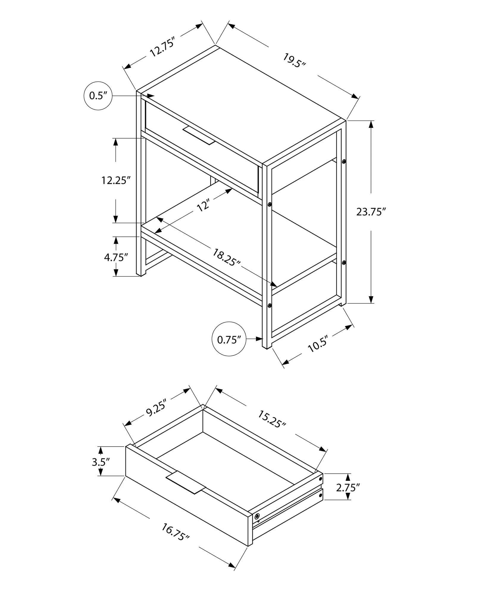 Accent Table - 24"H / Glossy White / Chrome Metal