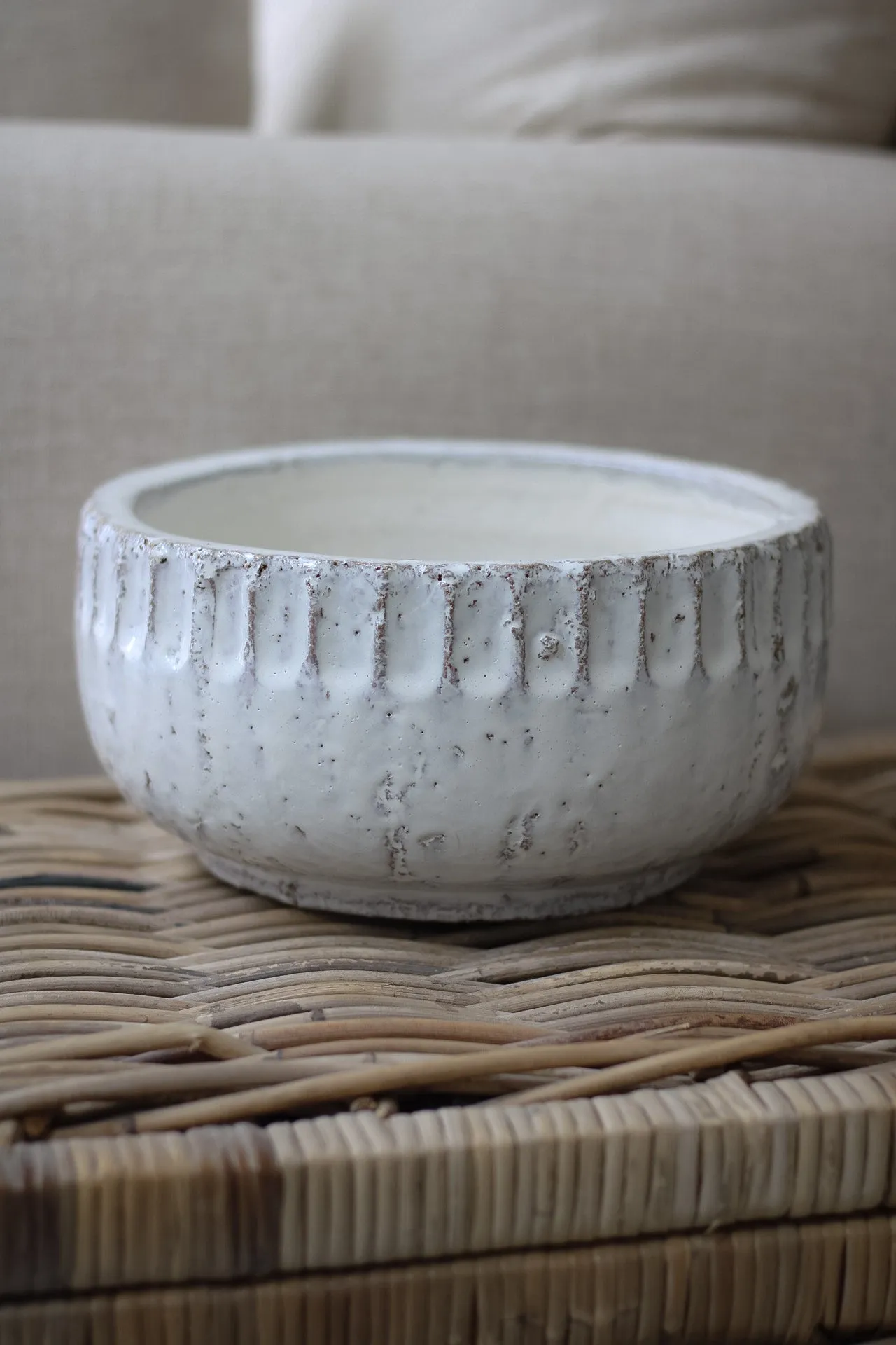 Aged Cream Rustic Decorative Bowl