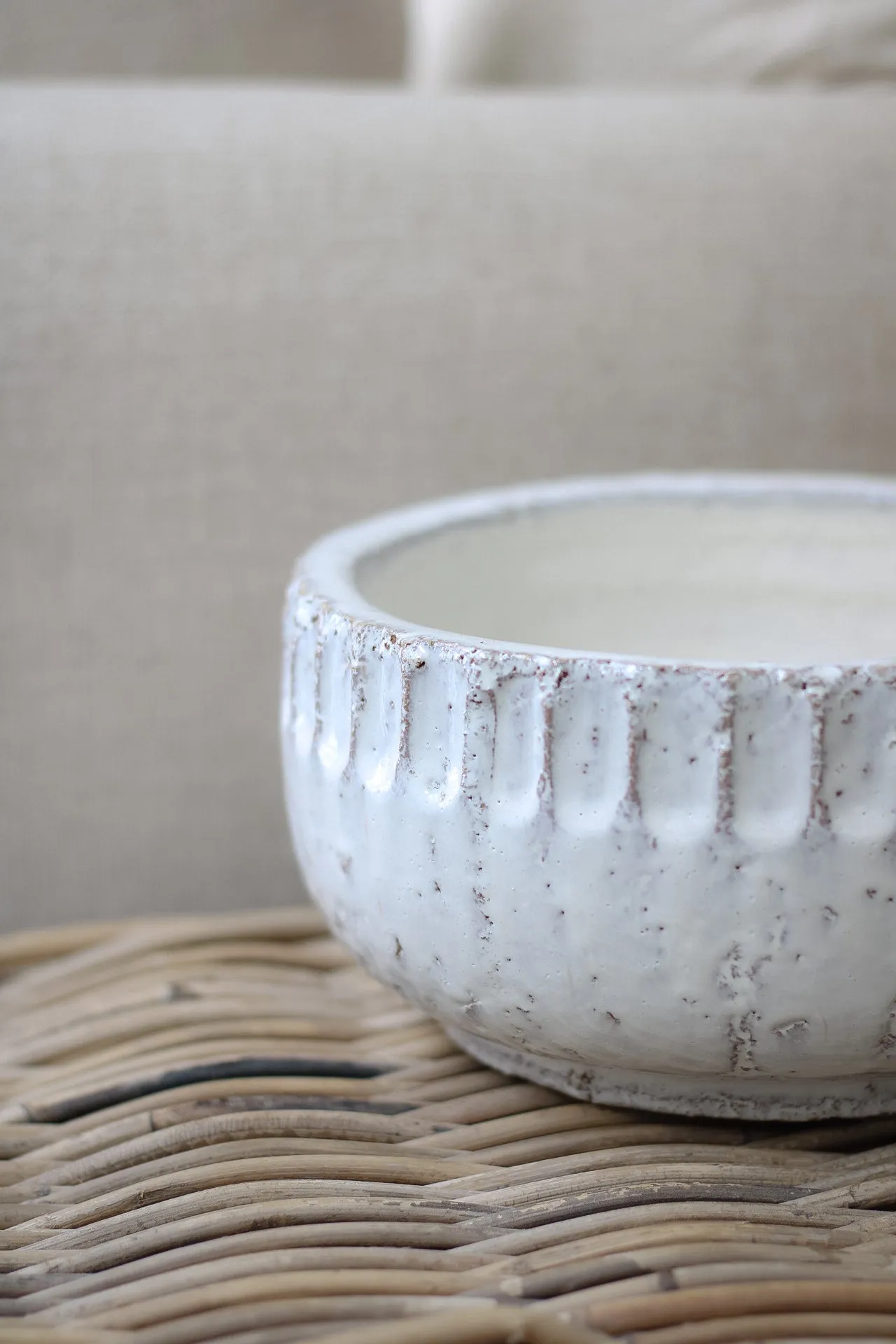 Aged Cream Rustic Decorative Bowl