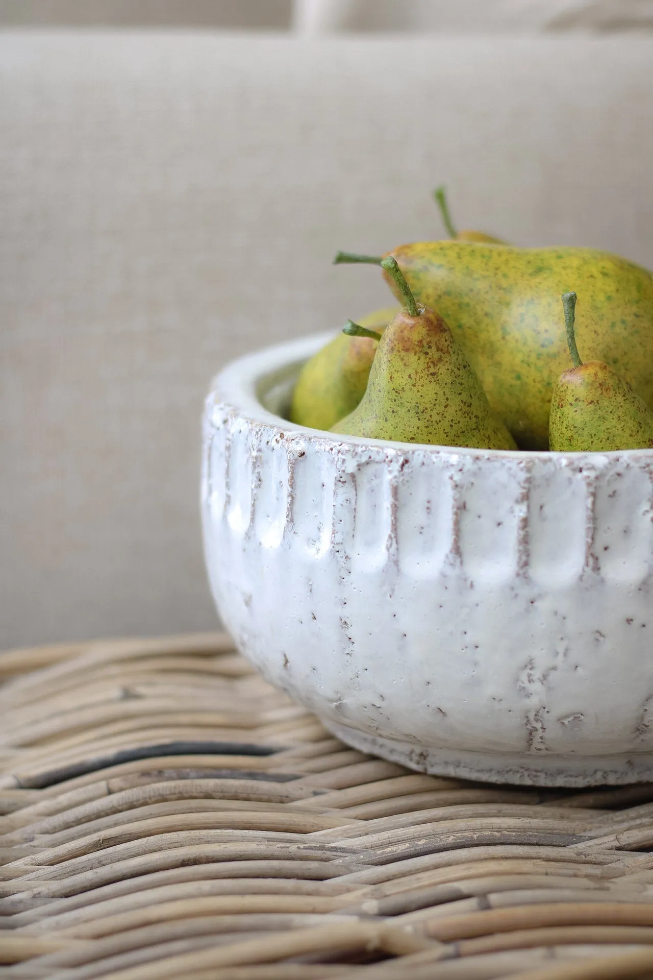 Aged Cream Rustic Decorative Bowl