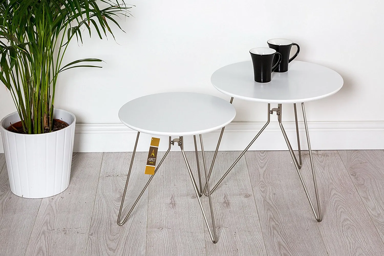 Alegro Set of 2 Round Nesting Tables-White