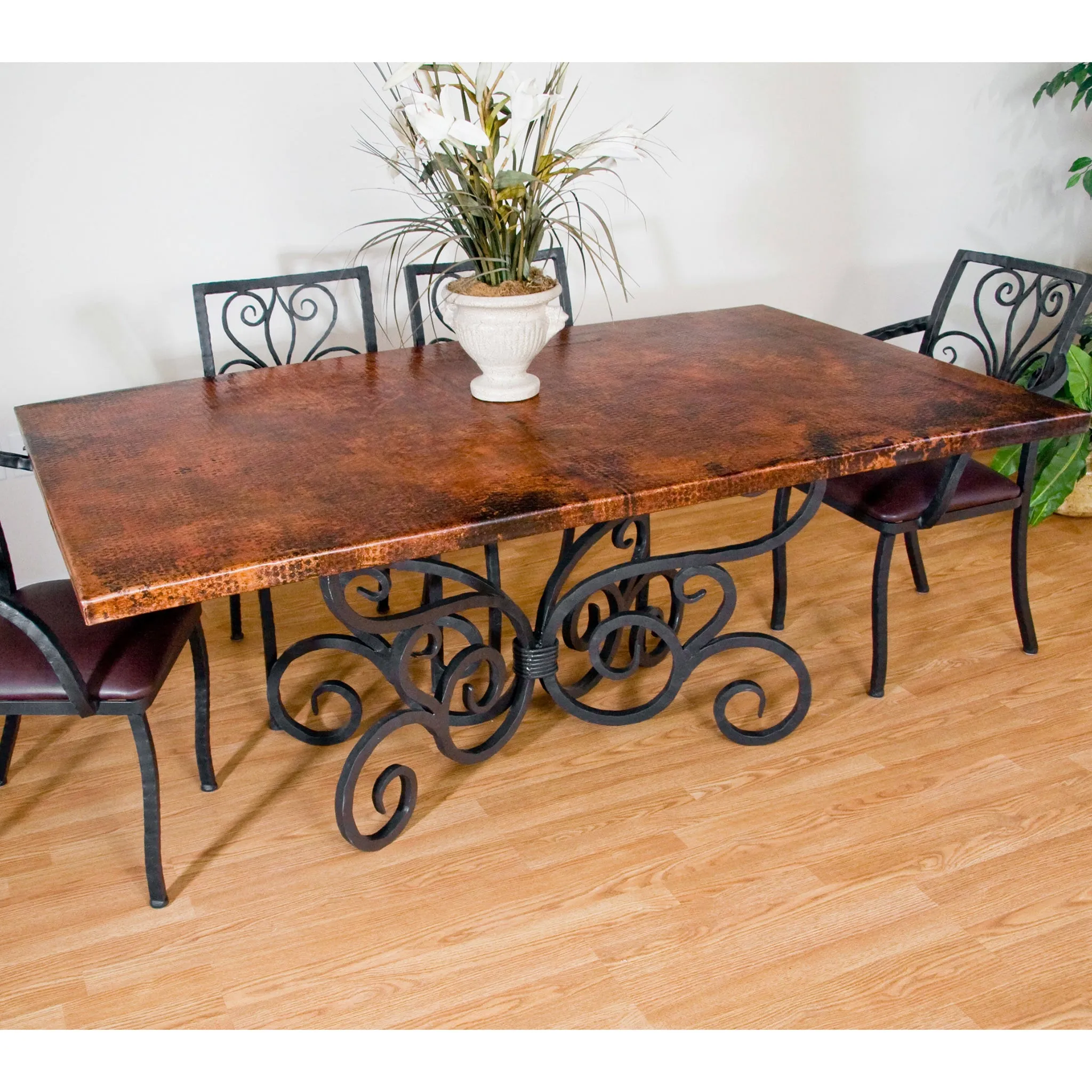 Alexander Dining Table with 42" x 72" Rectangle Copper Top