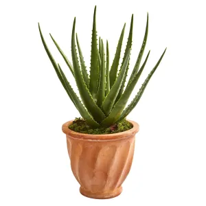 Aloe Artificial Plant in Terra Cotta Planter