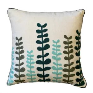 Aqua and Teal Leaf Pattern Indoor/Outdoor Pillow