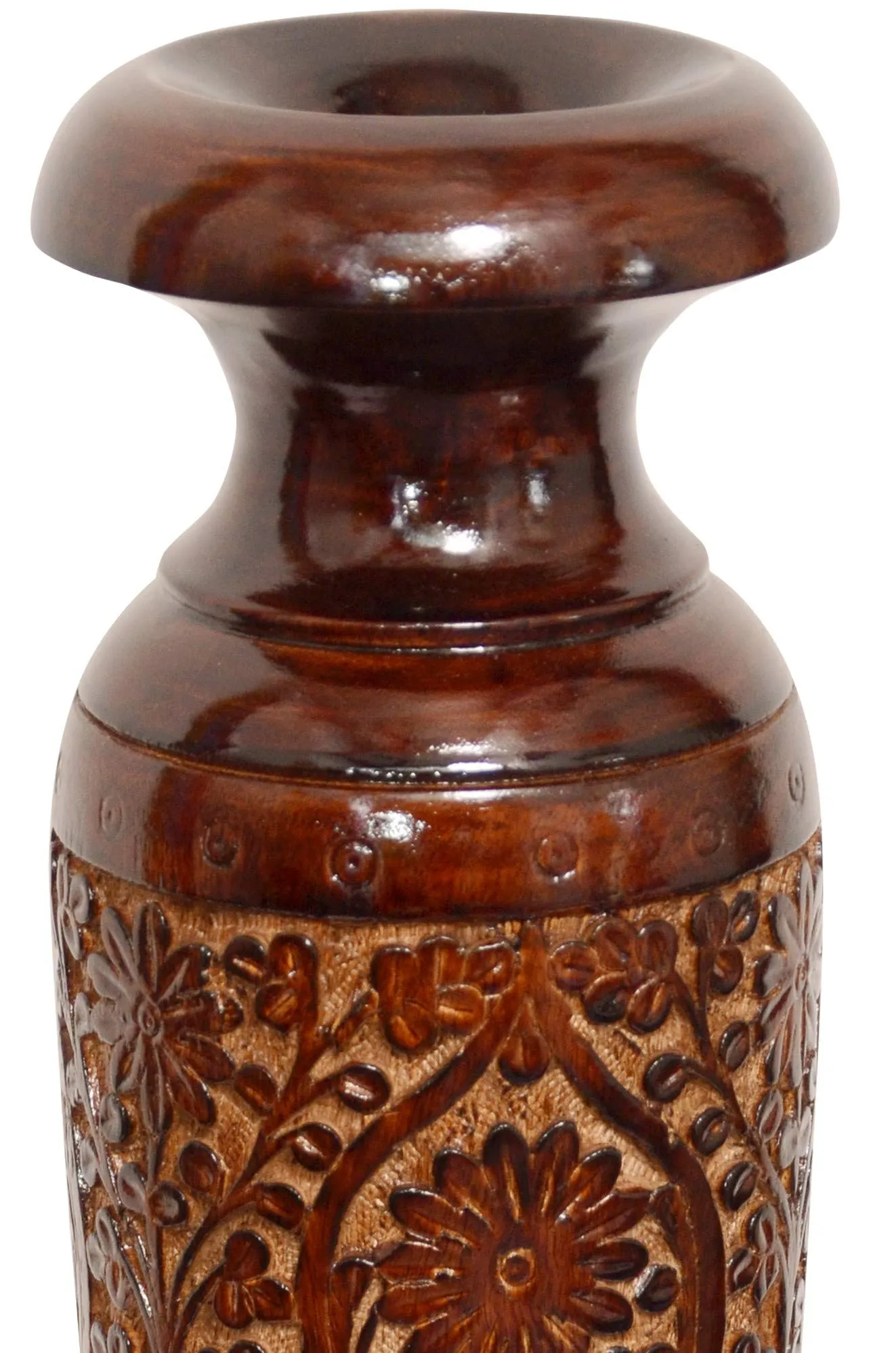 ARTIFACTS'OCEAN Antique Wooden Flower Vase | Beautiful Wooden Vase | Brown - 18 x 5 inch