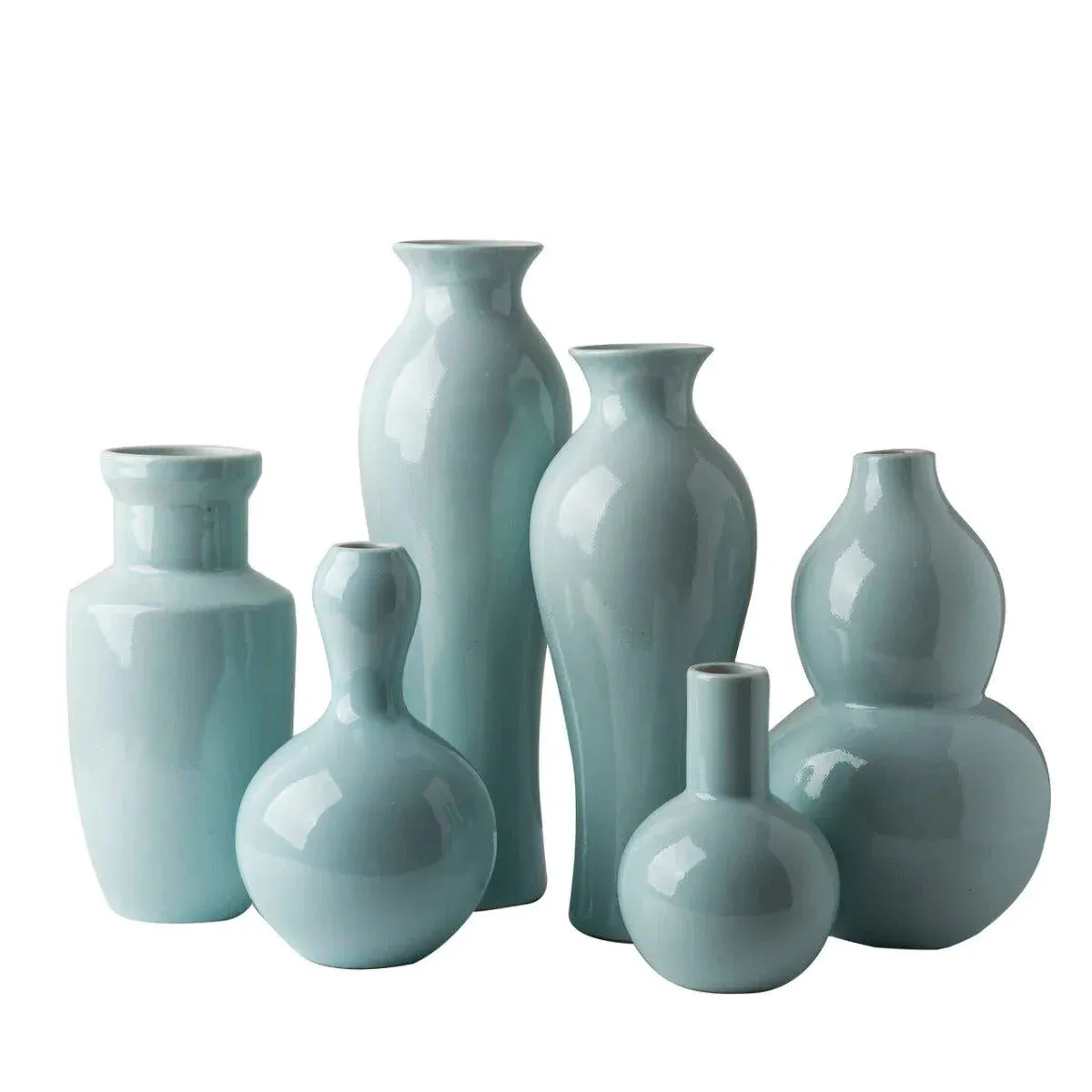 Assorted Porcelain Vases in Icy Blue