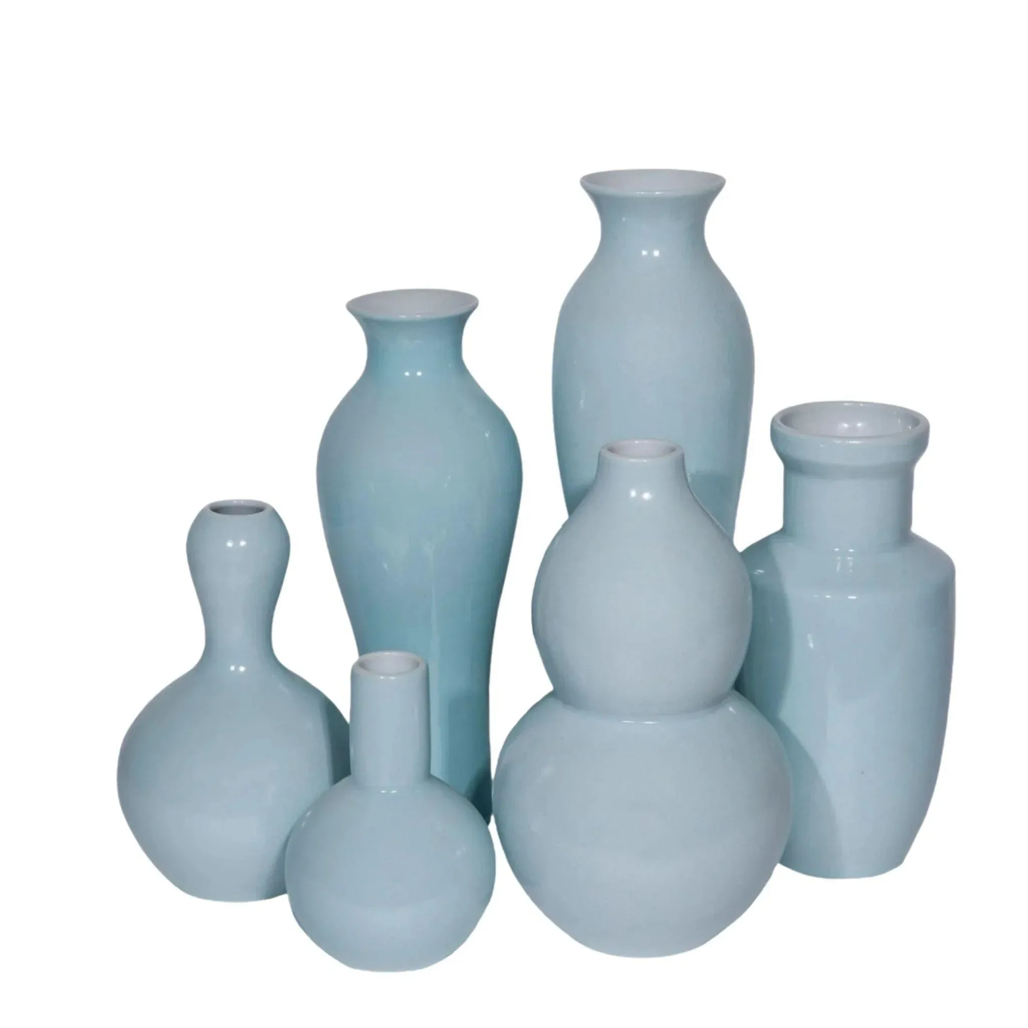 Assorted Porcelain Vases in Icy Blue