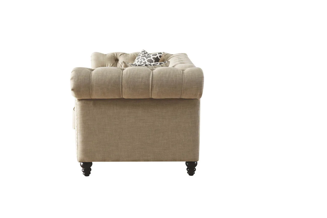 Aura of Elegance Loveseat - with 2 Pillows, Beige