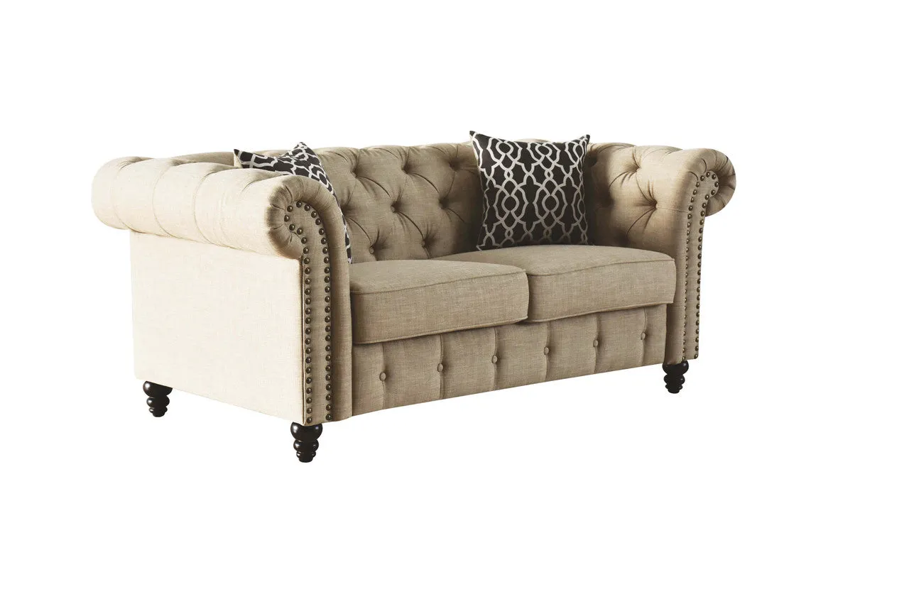 Aura of Elegance Loveseat - with 2 Pillows, Beige