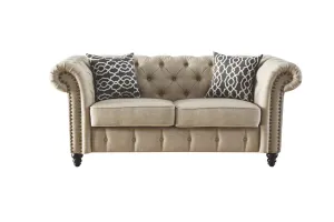 Aura of Elegance Loveseat - with 2 Pillows, Beige