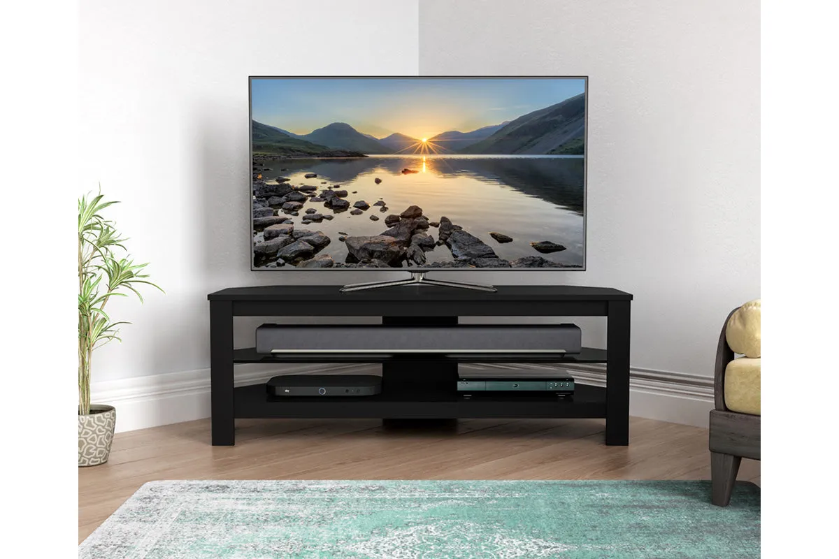 AVF Calibre Plus 1.15m TV Stand with Glass Shelf | Black Oak