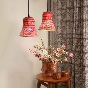 Bamboo Bell Lamp - Set of 2 - Red