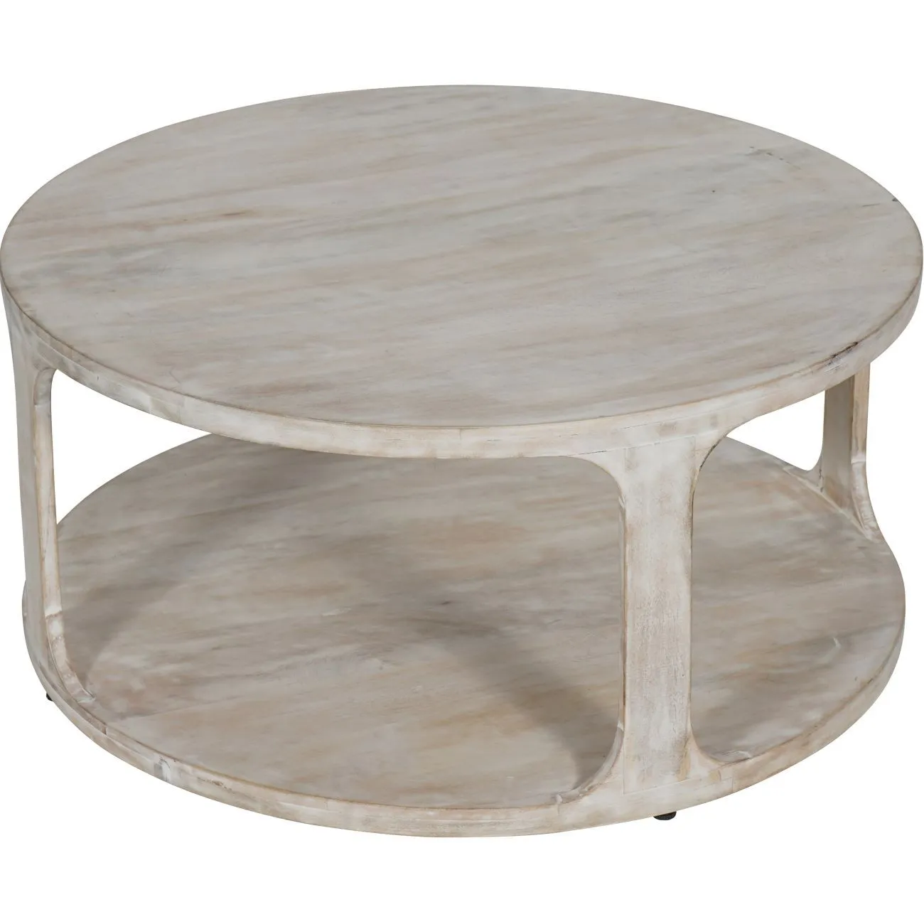 Beadnell Solid Carved Wooden Coffee Table - Whitewash Finish