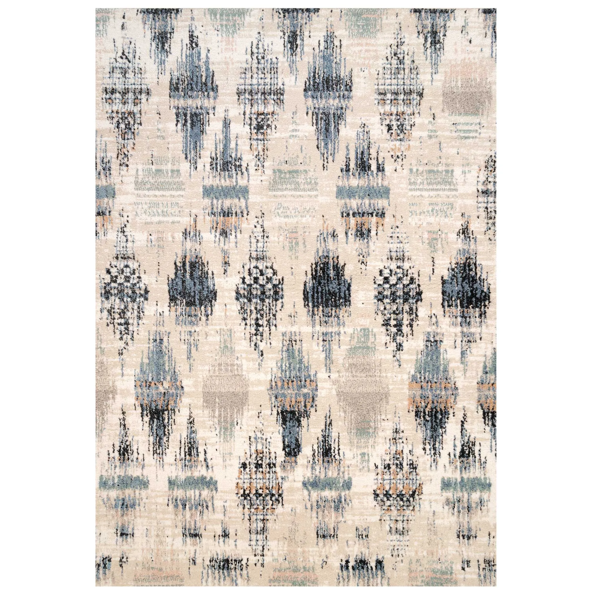 Blue Mottled Trellis Living Room Rug - Polly