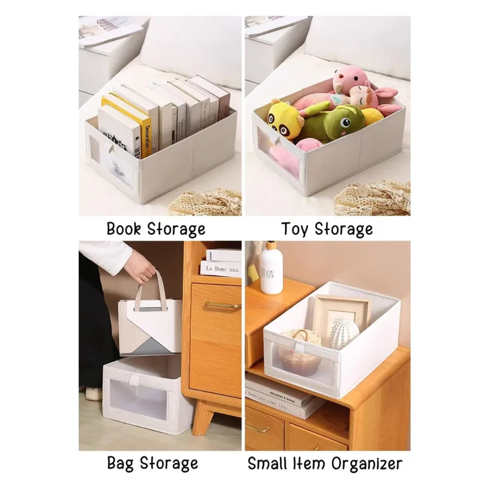 Blushbees® 4-Pack Linen Storage Bins - Large with Window