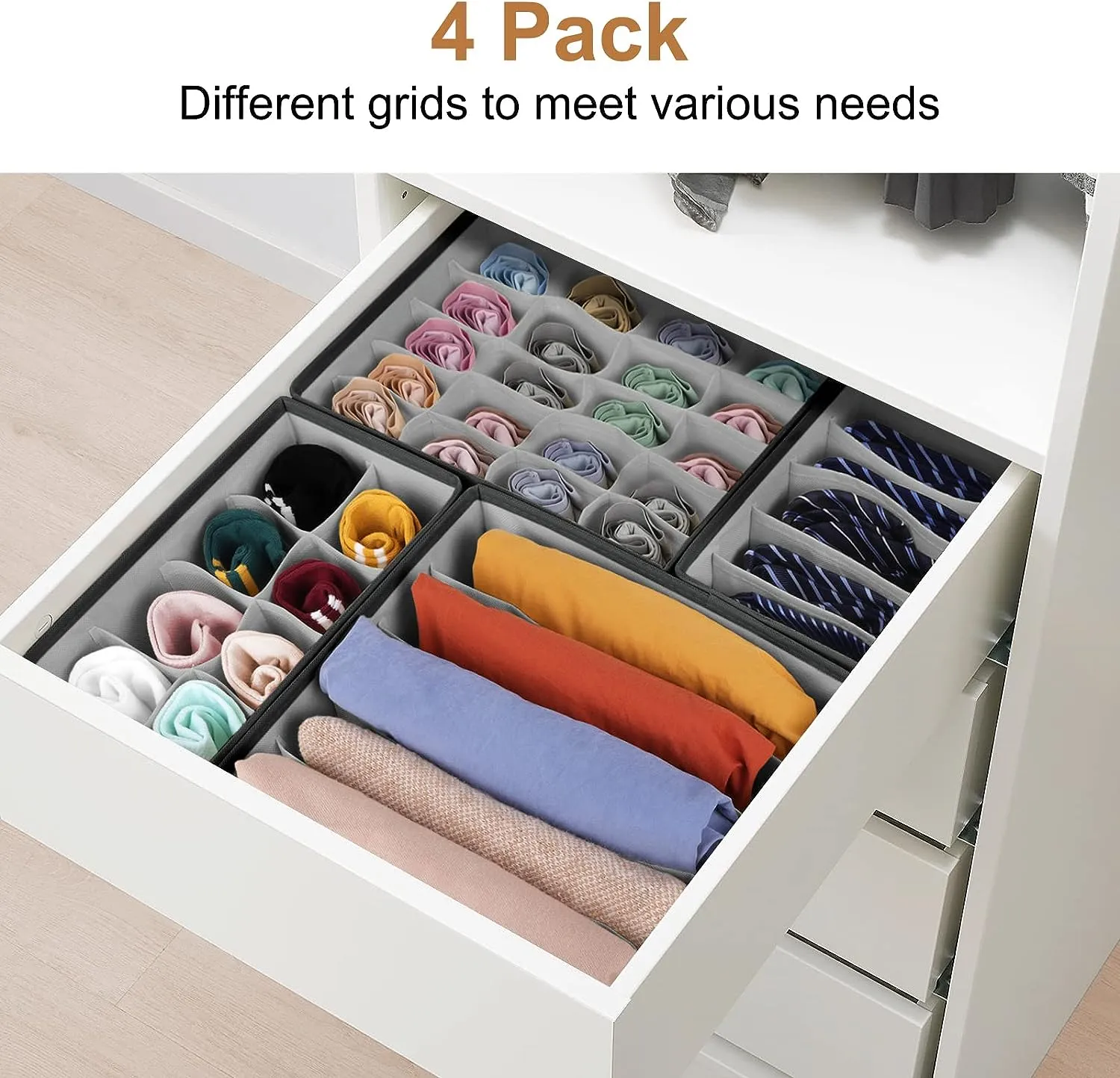 Blushbees® Foldable Drawer Organizer Set (Dark Grey)