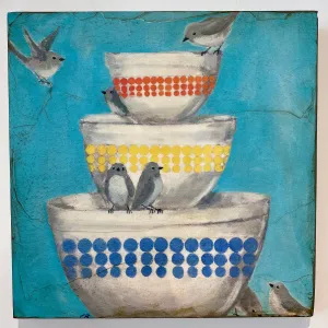 Bushtits on Bowls Art Print