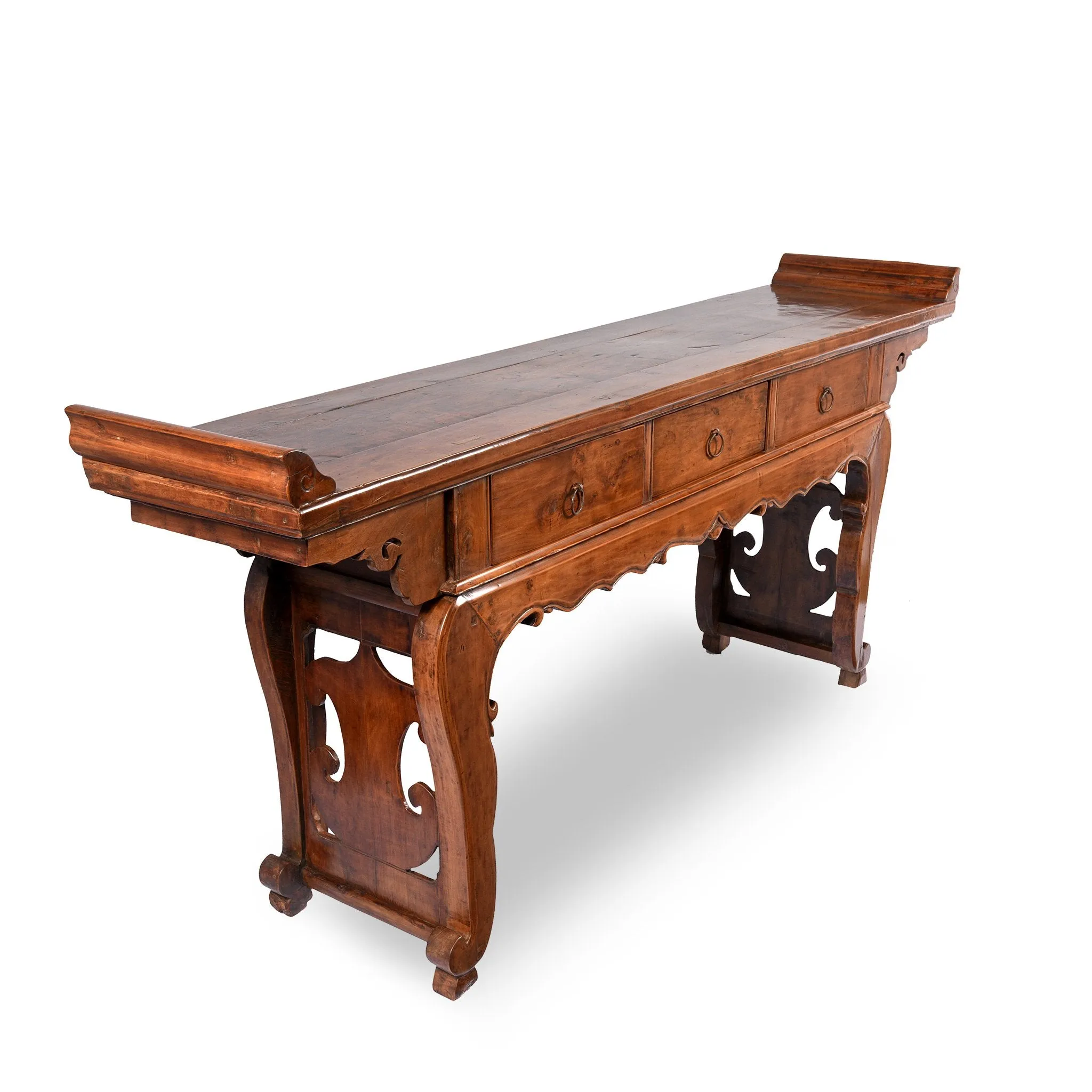 Chinese 3 Drawer Pear Wood Altar Table From Shanxi - 19thC