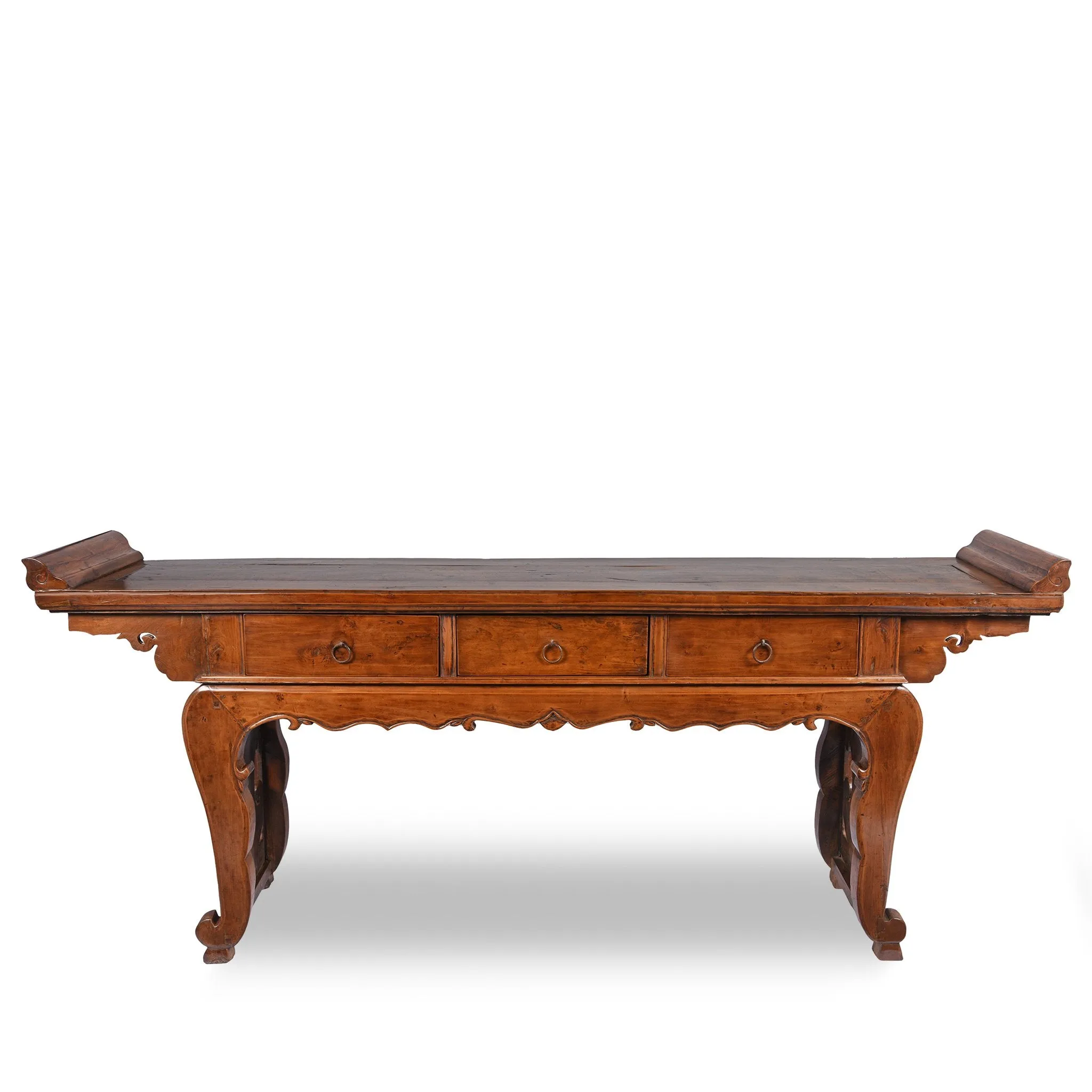 Chinese 3 Drawer Pear Wood Altar Table From Shanxi - 19thC