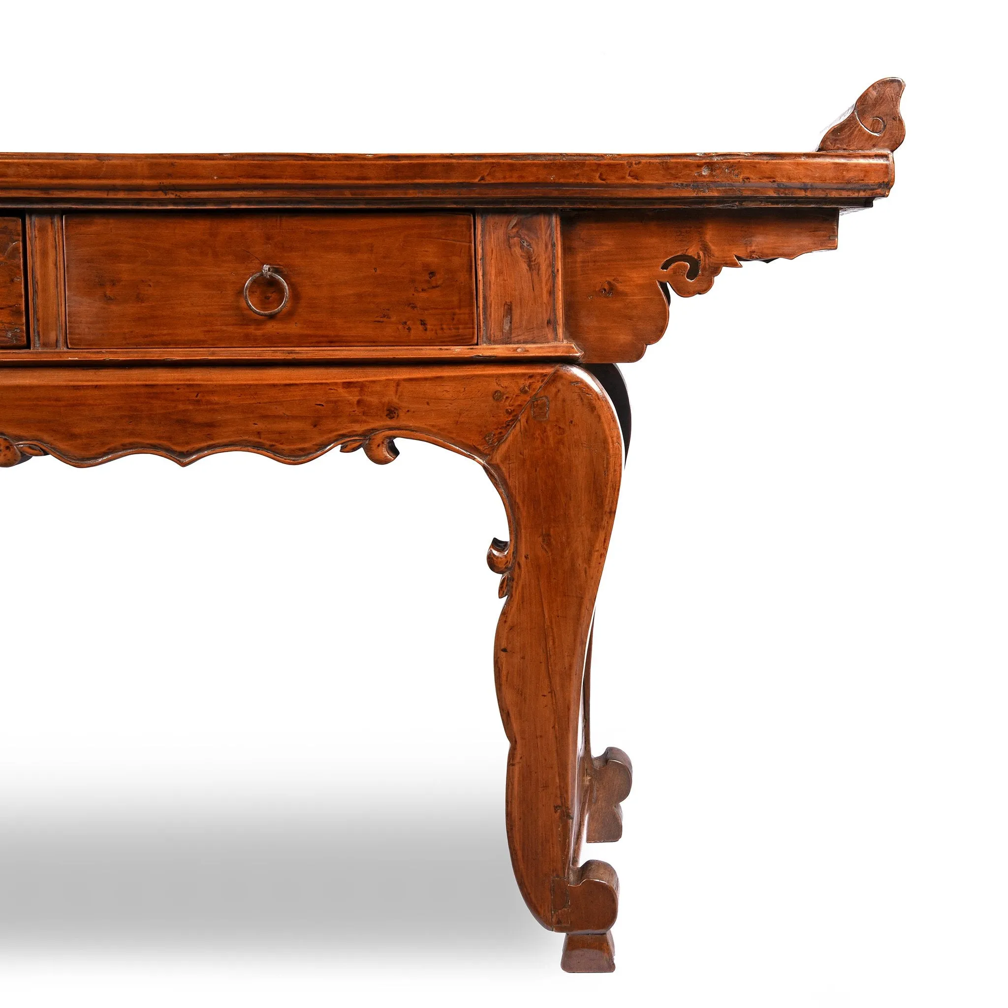 Chinese 3 Drawer Pear Wood Altar Table From Shanxi - 19thC