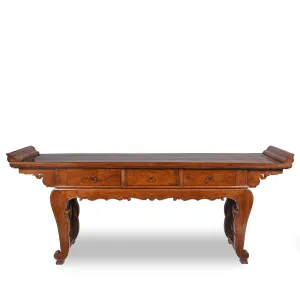 Chinese 3 Drawer Pear Wood Altar Table From Shanxi - 19thC