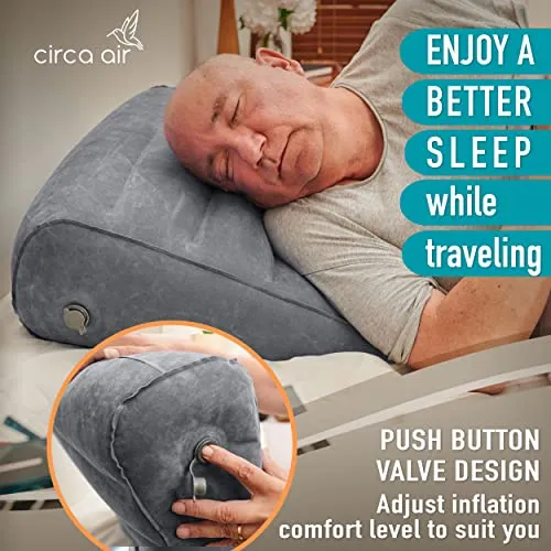 Circa Air Inflatable Wedge Pillow Portable Bed Wedge Sleeping Acid Reflux Gray