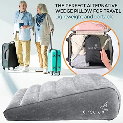 Circa Air Inflatable Wedge Pillow Portable Bed Wedge Sleeping Acid Reflux Gray