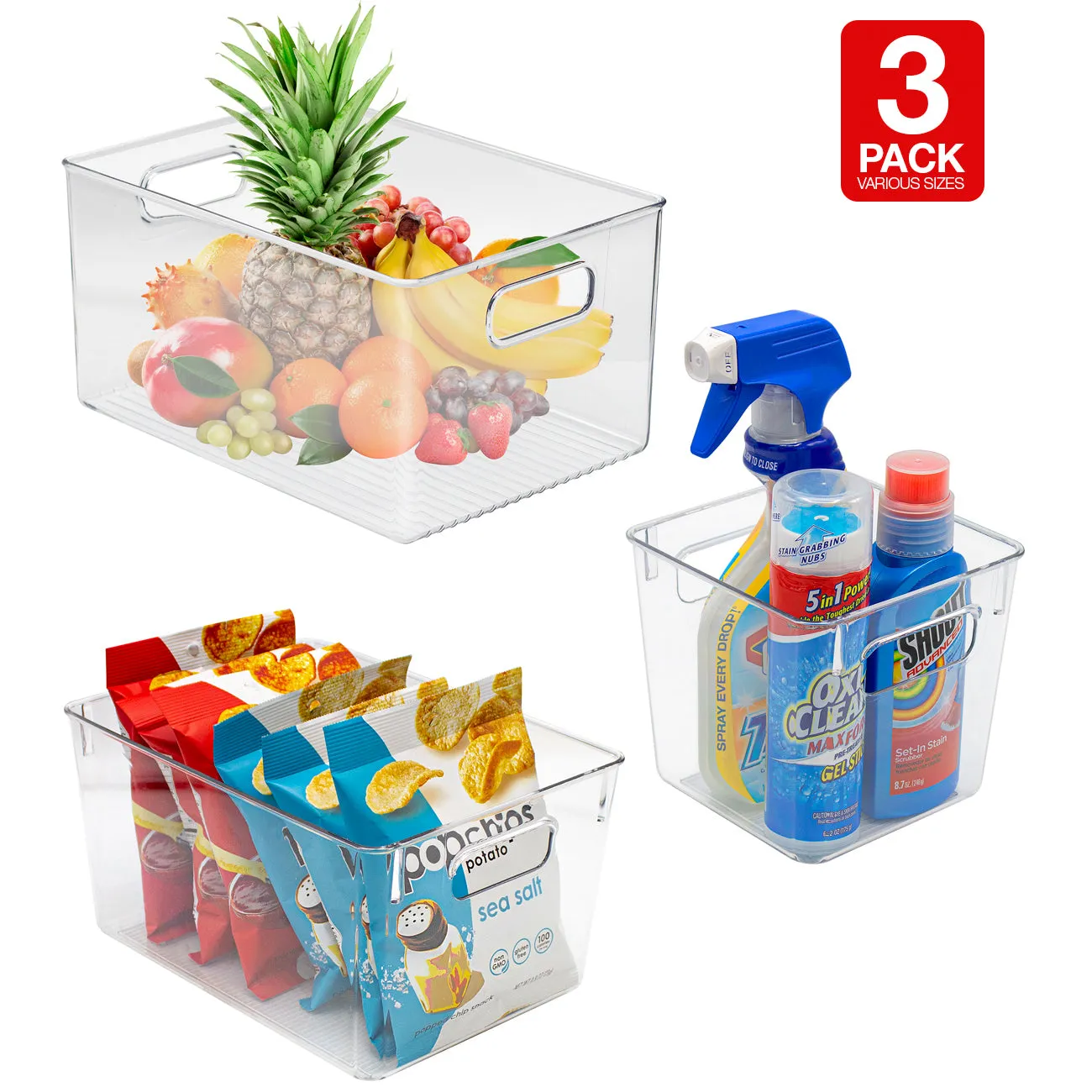 Clear Container Bin Set (3 Pack)