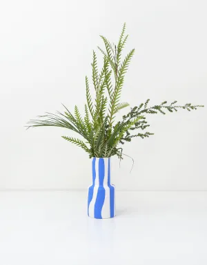 Cobalt Blue Stripe Porcelain Vase