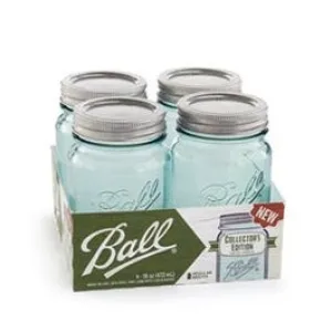 Collector's Edition Mason Jars, Aqua Blue, 1/2-Pt., 4-Pk.