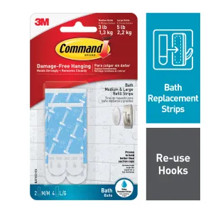 Command Water-Resistant Refill Strips-Assorted BATH22-ES