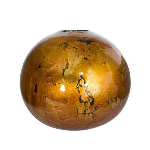 Copper Ceramic Foil and Lacquer Spherical Table Vase