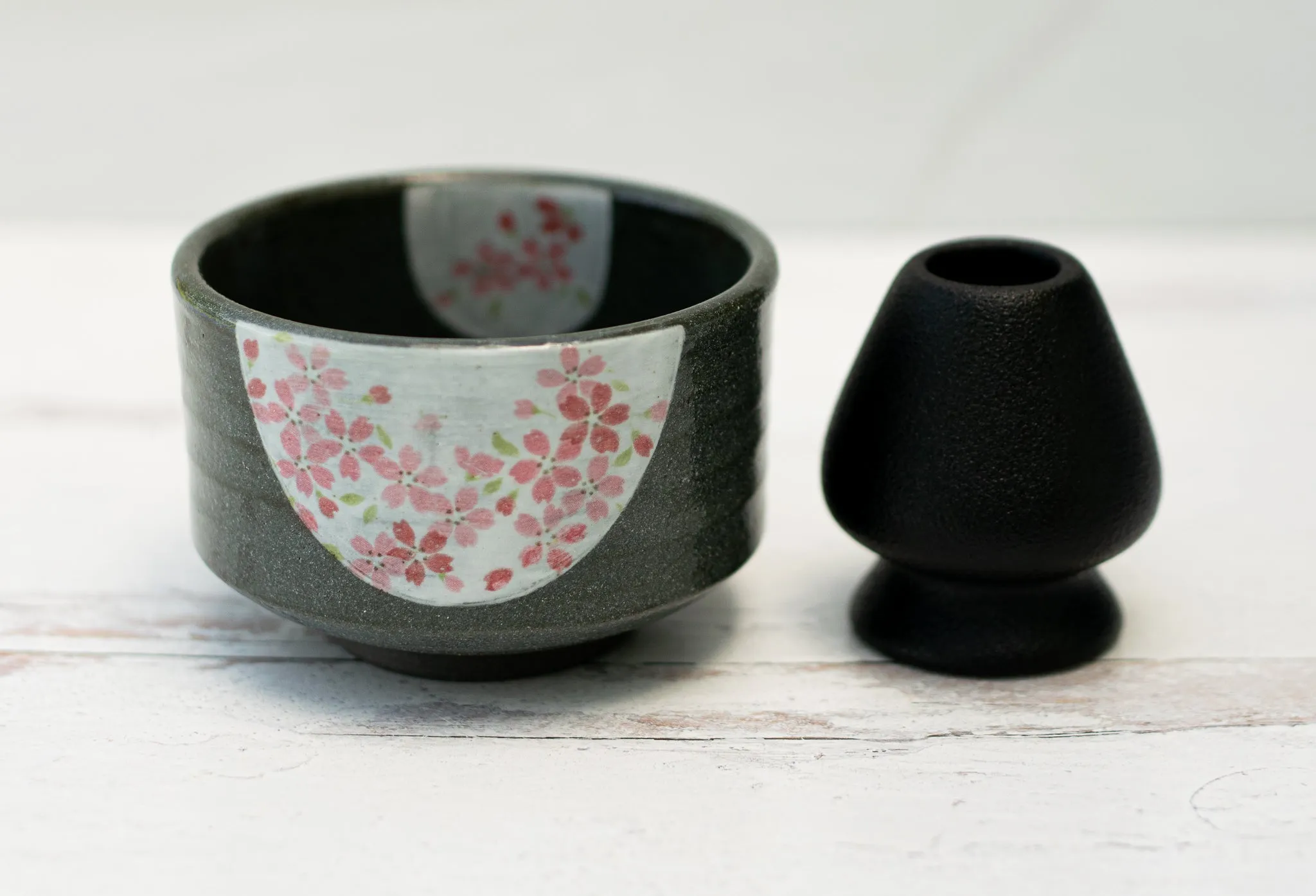 Dark Grey Flowers Bowl | Tea Ceremony