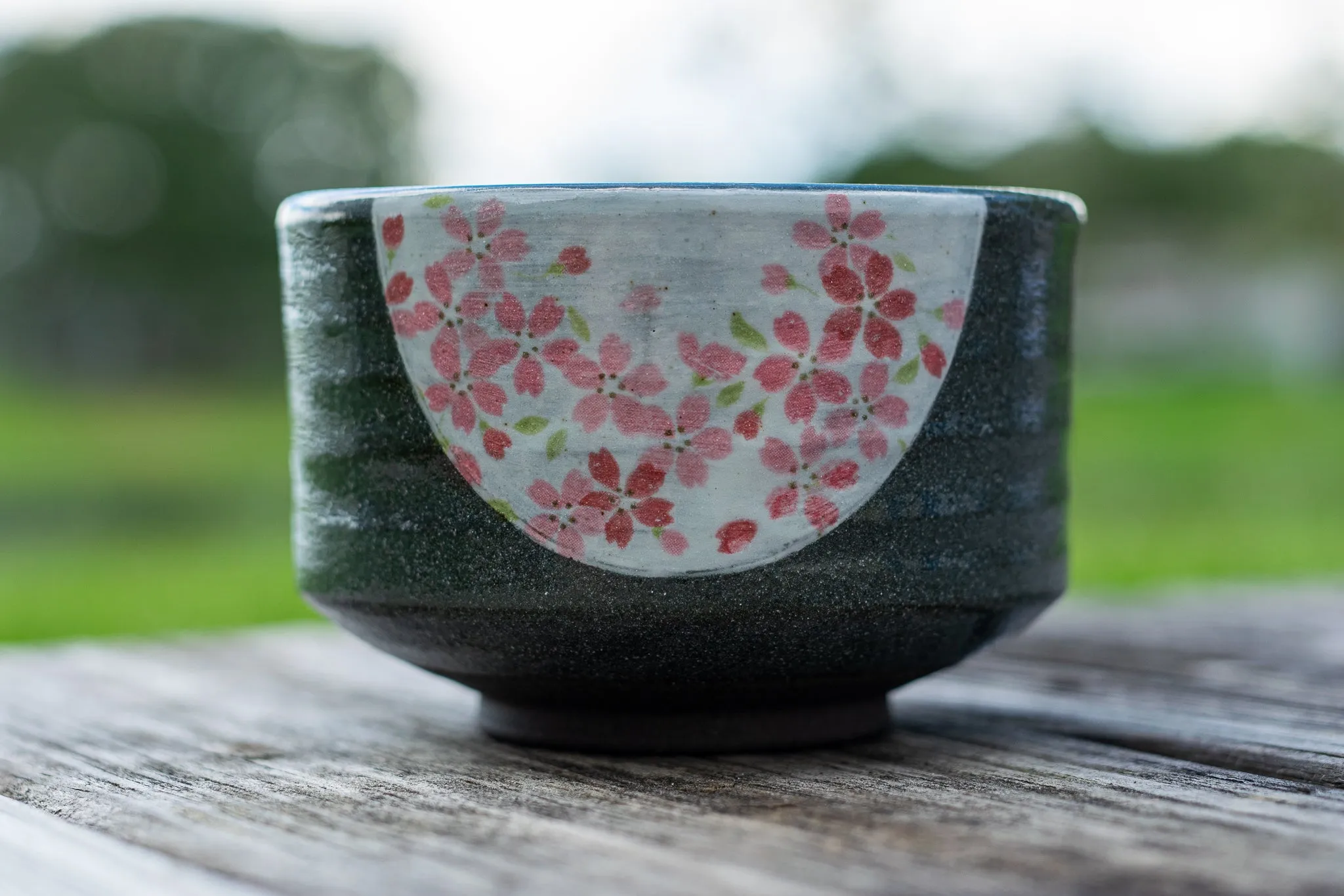 Dark Grey Flowers Bowl | Tea Ceremony