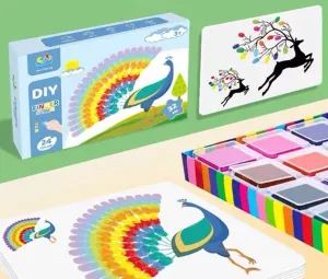 DIY Creative Finger Painting Doodle Art Book Kit - 12 Colors