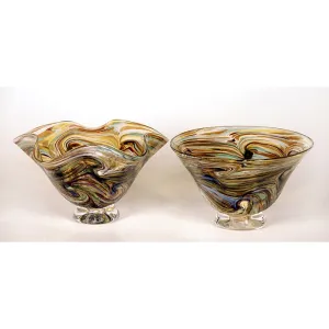 Earth Tone Small Fluted and Straight Top Glass Bowls by Glass Rocks Dottie Boscamp