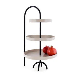 Elan Piper 3 Tier Cake Stand, Cupcake and Dessert Stand (Black, Beige)