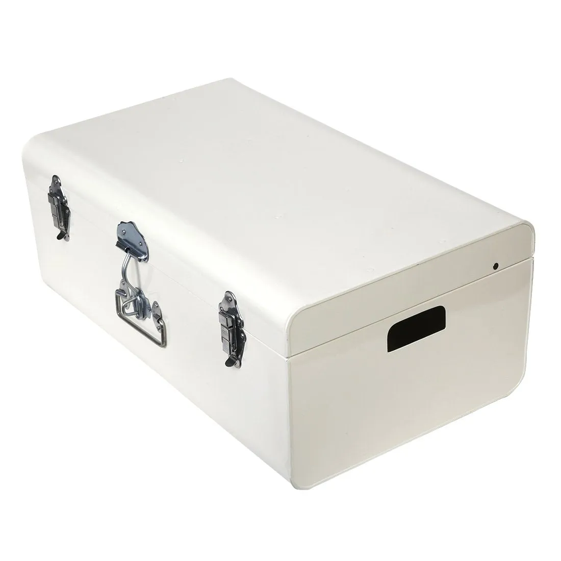 Elan Vintage Metal Buxa Trunk, Set Of 2 (Off White With Silver Accesories)