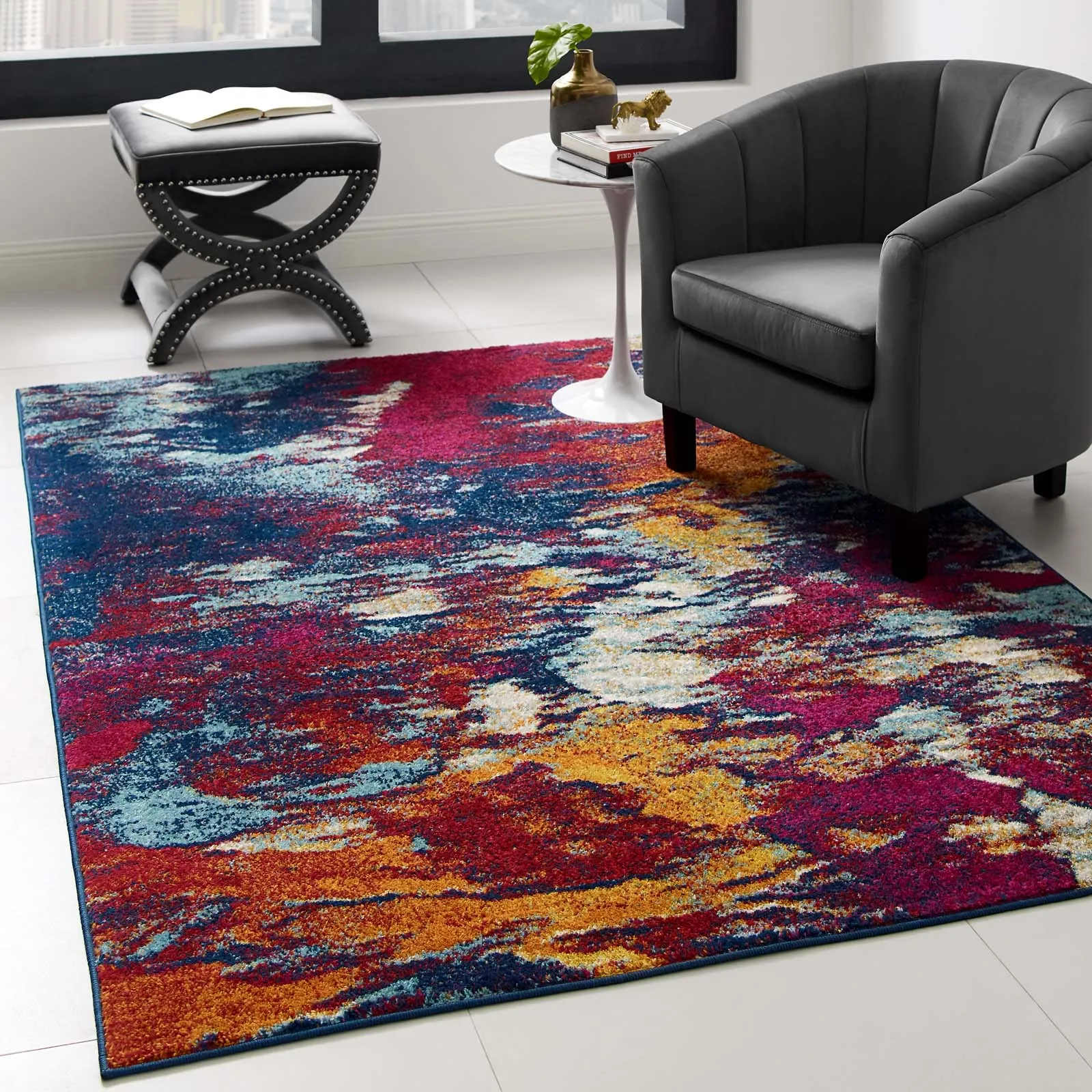 Entourage Foliage Contemporary Modern Abstract Area Rug