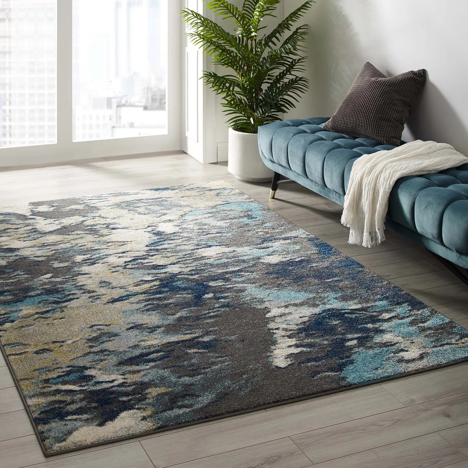 Entourage Foliage Contemporary Modern Abstract Area Rug