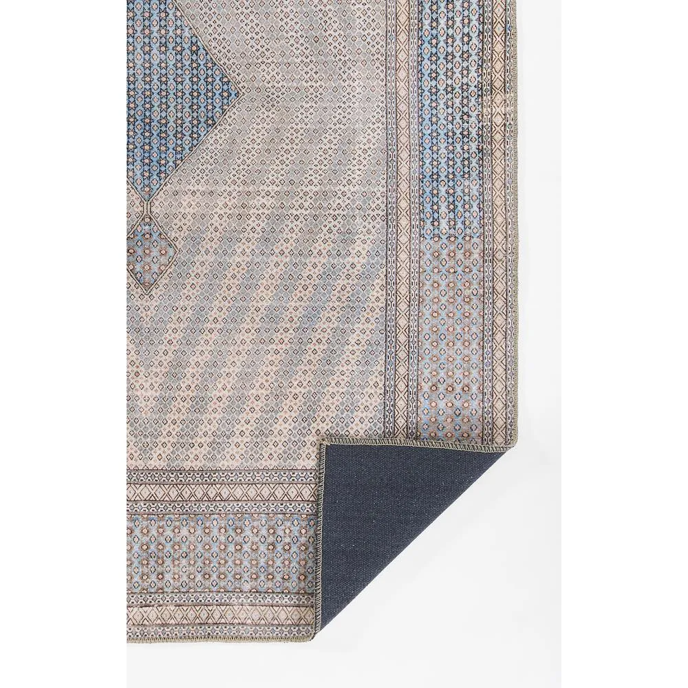 Extra Large Turkish Geometric Blue & Beige Area Rug