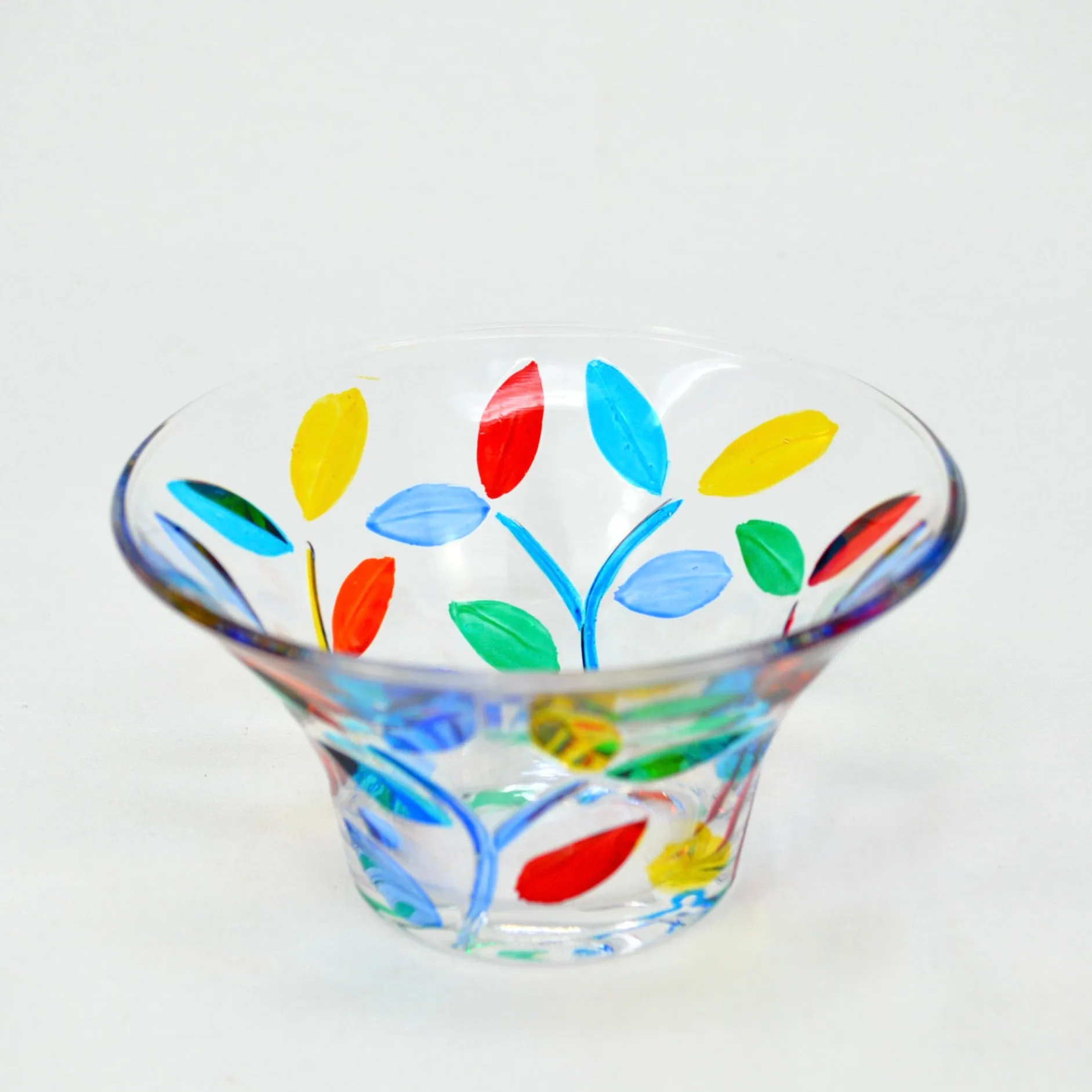 Flowervine Candy Bowl,  Hand Painted Italian Glass