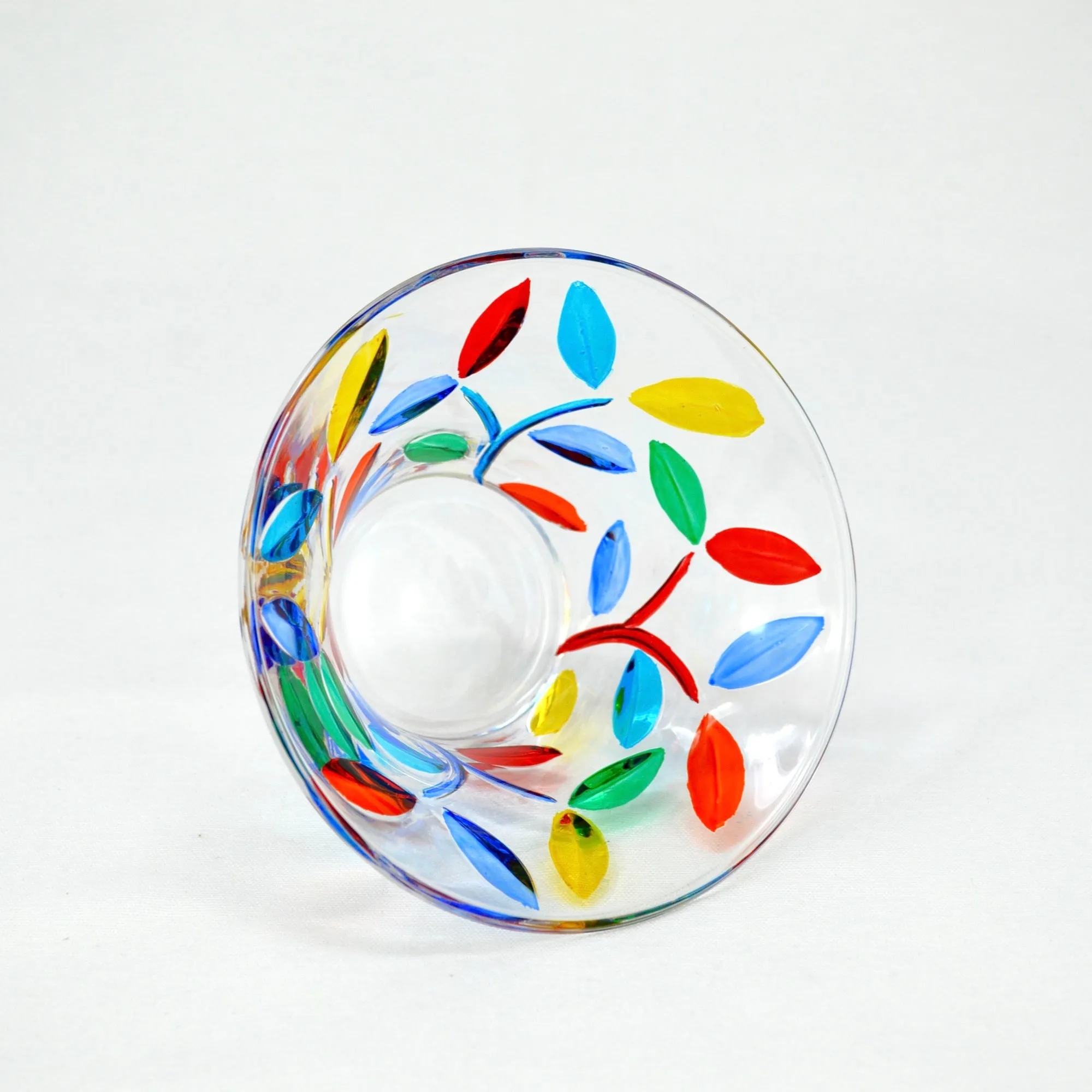 Flowervine Candy Bowl,  Hand Painted Italian Glass