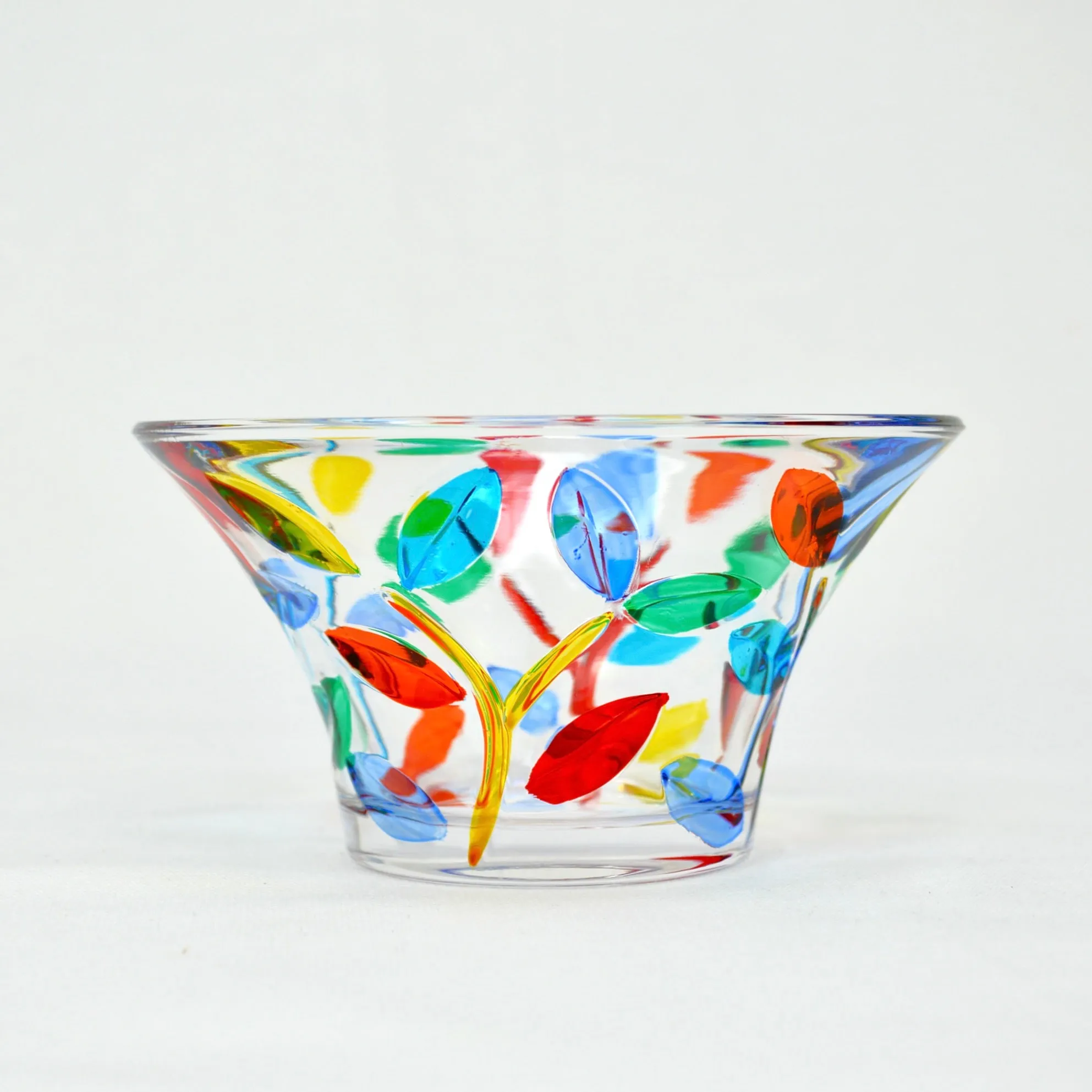 Flowervine Candy Bowl,  Hand Painted Italian Glass