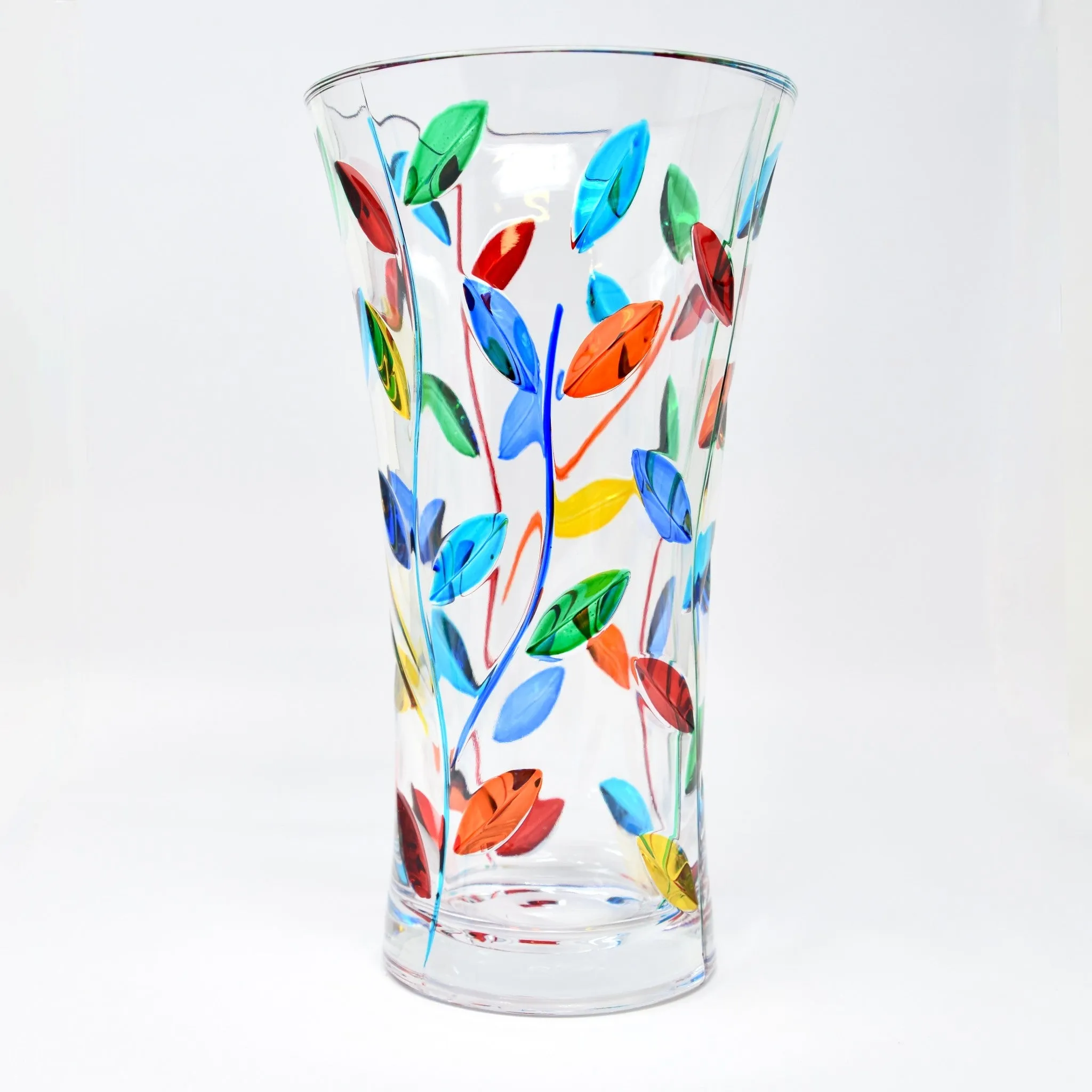 Flowervine - Tree of Life Vase 10", Medium, Hand Painted Italian Crystal